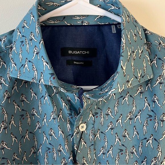 Bugatchi Mens Size Medium NWT Long Sleeve Shirt Dress Man Butterfly Print NWT - Picture 2 of 11